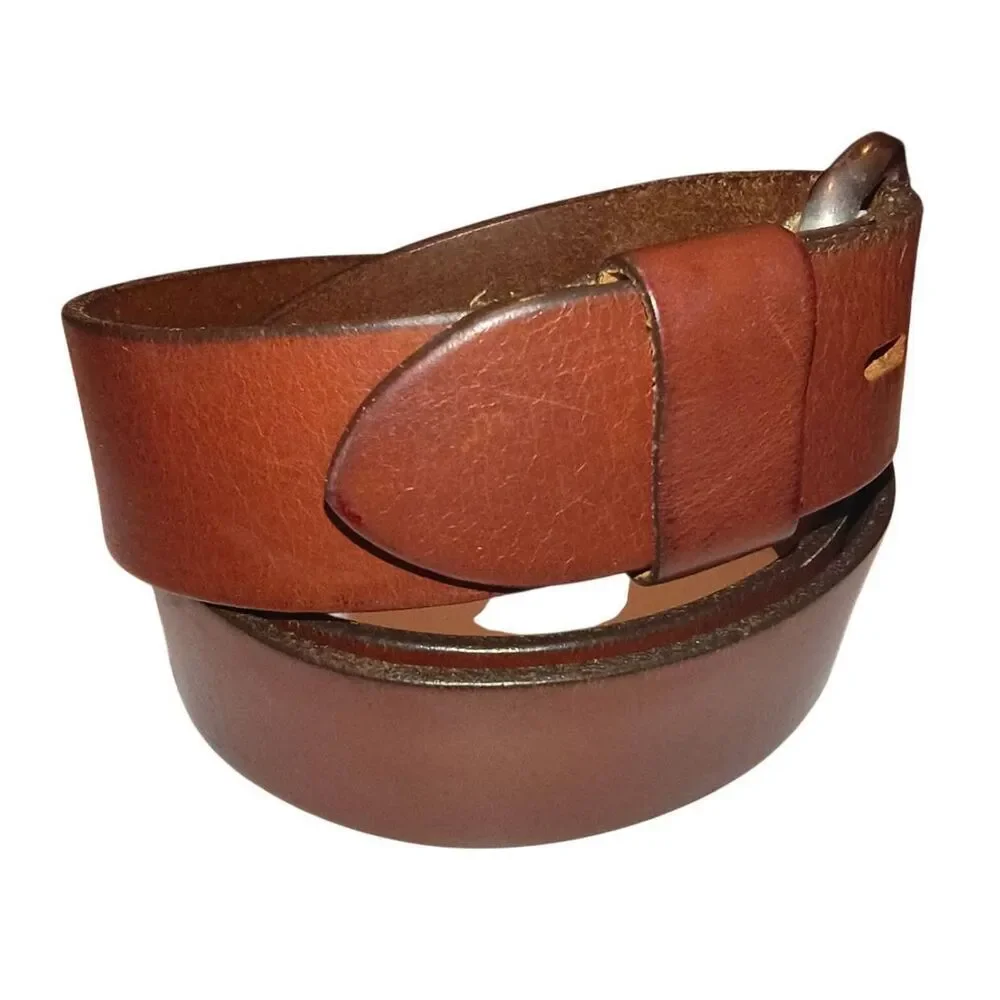 Eddie Bauer Leather Belt WPL 9647 Size 40 Brown England Silver tone hardware